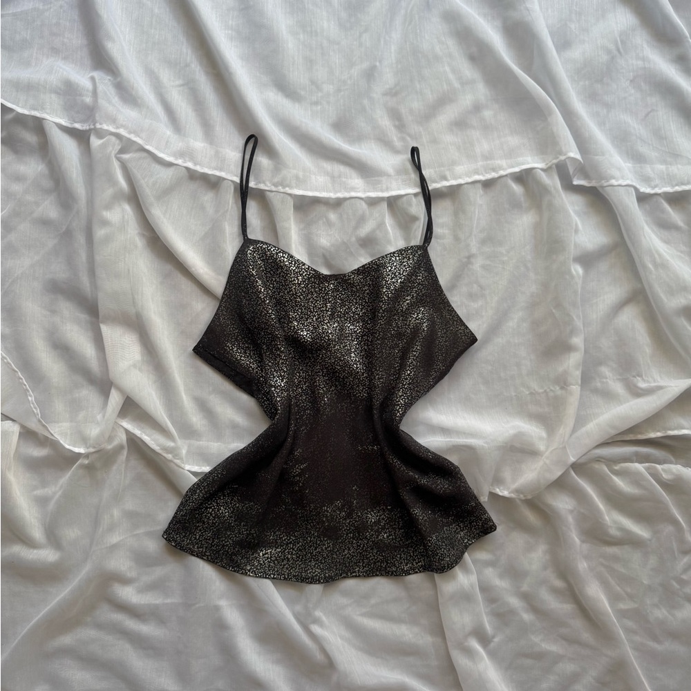Vintage Sitting Pretty Black Metallic Crackle Cami